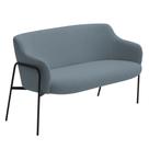 Sofá Namoradeira 02 Lugares 130cm Jade Base Preto Bouclé Azul Claro - Nexta Casa