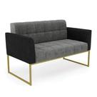 Sofá Namoradeira 2 Lugares Base Industrial Dourado Elisa Preto-linho Grafite A26 D03 - D'rossi Sofá Namoradeira 2 Lugares Base Industrial Dourado Elisa Preto-linho Grafite A26 D03 - D'rossi