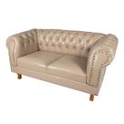 Sofá Namoradeira 2 Lugares Duque Capitonê Corano bege Chesterfield Para Sala/Recepção/Barbearia