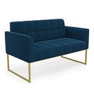 Sofá Namoradeira 2 Lugares Industrial Dourado Elisa Bouclê Azul D03 - D'rossi Sofá Namoradeira 2 Lugares Industrial Dourado Elisa Bouclê Azul D03 - D'rossi