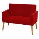 Sofá Namoradeira 2 Lugares Pés Retrô Suede Vermelho Marsala