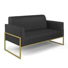 Sofá Namoradeira Base Industrial Alta Dourado Marisa material sintético Preto D03 - D'rossi