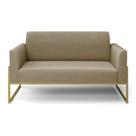 Sofá Namoradeira Base Industrial Alta Dourado Marisa Suede D03 - D'rossi Cor Marrom Rato