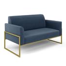 Sofá Namoradeira Base Industrial Alta Dourado Marisa Suede