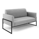 Sofá Namoradeira Base Industrial Alta Preto Marisa Suede D03 - D'rossi Cor Cinza