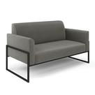 Sofá Namoradeira Base Industrial Alta Preto Marisa Suede Grafite