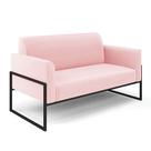 Sofá Namoradeira Base Industrial Alta Preto Marisa Suede Rosa Bebê D03 - D'rossi