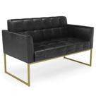 Sofá Namoradeira Base Industrial Dourado Ana Sintético PU Preto - Ibiza Sofá Namoradeira Base Industrial Dourado Ana Sintético PU Preto - Ibiza