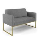Sofá Namoradeira Base Industrial Dourado Marisa Linho