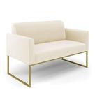 Sofá Namoradeira Base Industrial Dourado Marisa Veludo D03 - D'rossi Cor Bege