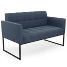 Sofá Namoradeira Base Industrial Preto Ana Suede Azul Marinho - Ibiza Sofá Namoradeira Base Industrial Preto Ana Suede Azul Marinho - Ibiza