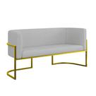 Sofá Namoradeira Bouclê 2 Lugares Moderna Base Metal Gold