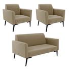 Sofá Namoradeira com 2 Poltronas Pés Villach Marisa Suede Marrom Rato Sofá Namoradeira com 2 Poltronas Pés Villach Marisa Suede Marrom Rato