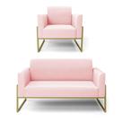 Sofá Namoradeira Com Poltrona Base Industrial Alta Dourado Marisa Suede D03 - D'rossi Cor Rosa Bebê Sofá Namoradeira Com Poltrona Base Industrial Alta Dourado Marisa Suede D03 - D'rossi Cor Rosa Bebê