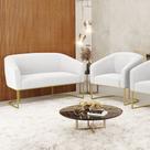 Sofá Namoradeira e Poltrona Industrial Dourado Stella Bouclê D03 - D'Rossi