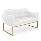 Sofá Namoradeira Elisa Corano Branco Base Metálica Industrial Dourado D03 - D'Rossi