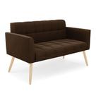 Sofá Namoradeira Elisa Suede Pés Palito Natural - D'rossi Cor Marrom