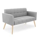 Sofá Namoradeira Elisa Suede Pés Palito Natural D03 - D'Rossi