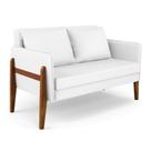 Sofá Namoradeira Lana material sintético Branco Base De Madeira - D'rossi Sofá Namoradeira Lana material sintético Branco Base De Madeira - D'rossi