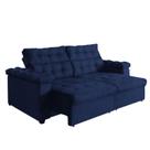 Sofá New Austrália 250 cm Retratil e Reclinavel Suede Azul Sofá na Web