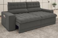 Sofá Omega 2,00m Assento Retrátil e Reclinável Velosuede Cinza - NETSOFAS Sofá Omega 2,00m Assento Retrátil e Reclinável Velosuede Cinza - NETSOFAS