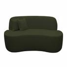 Sofá Ondulado Orgânico Pequeno 2 Lugares Sala Bouclé Bouclé Verde Musgo
