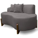 Sofá Orgânico 145cm Decorativo Curvo Pé de Madeira 2 Lugares Feijão Forma Orgânica Linho