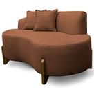 Sofá Orgânico 145cm Decorativo Curvo Pé de Madeira 2 Lugares Feijão Forma Orgânica Linho