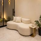 Sofá Orgânico 180cm a Vácuo Curvo 3 Lugares Vai Na Caixa Boucle Creme - Montanari s Decor