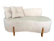 Sofá Orgânico 2 Lugares C/2 Almofadas Curvo Sala Recepção Boucle Bege - Montanaris Decor