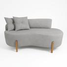 Sofá Orgânico 2 Lugares C/2 Almofadas Curvo Sala Recepção Luna Boucle Cinza Claro - Montanaris Decor