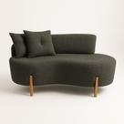 Sofá Orgânico 2 Lugares C/2 Almofadas Curvo Sala Recepção Luna Boucle Cinza Escuro - Montanaris Decor