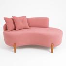 Sofá Orgânico 2 Lugares C/2 Almofadas Curvo Sala Recepção Luna Boucle Rosa - Montanaris Decor