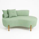 Sofá Orgânico 2 Lugares C/2 Almofadas Curvo Sala Recepção Luna Boucle Verde - Montanaris Decor