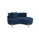 Sofá Orgânico 2 Lugares C/2 Almofadas Curvo Sala Recepção Luna Veludo Azul Marinho - Montanaris Decor