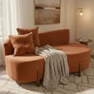 Sofá Orgânico 2 Lugares C/2 Almofadas Curvo Sala Recepção Luna Veludo Terracota - Montanaris Decor