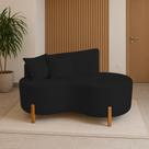 Sofá Orgânico 2 Lugares Curvo 150cm com Almofadas Pés de Madeira Tecido Bouclé