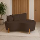 Sofá Orgânico 2 Lugares Curvo 1,5m com Almofadas Pés de Madeira Tecido Bouclé