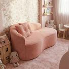Sofá Orgânico Curvo Feijão Confortável Sala Estúdio Amore Bouclê Rosê - Montanari s Decor
