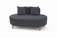 Sofá Orgânico Feijão Para Sala Quarto Closet 115 Cm Com 02 Almofadas Tecido Suede Cinza Escuro Do Lar Móveis e Decoração