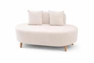 Sofá Orgânico Feijão Para Sala Quarto Closet 115 Cm Com 02 Almofadas Tecido Veludo Off White Eli Móveis e Decoração