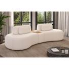 Sofá Organico Modulado Retratil 285cm Elos Com Pés Em Madeira Linha Premium Bouclê Off-White Premiun Curvo