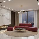 Sofá Orgânico Módulo Curvo Savana + Puff material sintético Modena Vermelho - Montanari's Decor