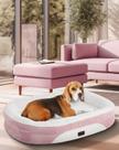 Sofá ortopédico para cães Ohgeni Large Pet Bed 35 cm com capa rosa