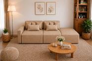 Sofá Palazzo Living Linho bege Premium Chaise Integrado 1,80m Compact Mini - Braço Direito ou Esquerdo Sofá Palazzo Living Linho bege Premium Chaise Integrado 1,80m Compact Mini - Braço Direito ou Esquerdo