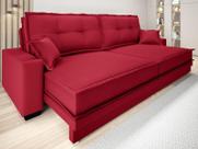 Sofá Palermo 2,80m Assento Retrátil e Reclinável Velosuede Vermelho - NETSOFAS