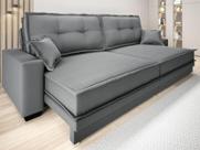 Sofá Palermo 2,80m Retrátil e Reclinável Velosuede Grafite - NETSOFAS