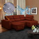 Sofá para Sala Canto Chaise Impermeabilizado Retrátil Reclinável 250 Cm Luiza Suede Cobre - SóSofá Sofá para Sala Canto Chaise Impermeabilizado Retrátil Reclinável 250 Cm Luiza Suede Cobre - SóSofá
