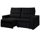 Sofá Para Sala Reclinável Estofado Cancún 200cm Veludo Preto Sofá Para Sala Reclinável Estofado Cancún 200cm Veludo Preto