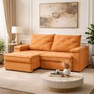 Sofá Para Sala Reclinável Estofado Miami 210cm Boucle